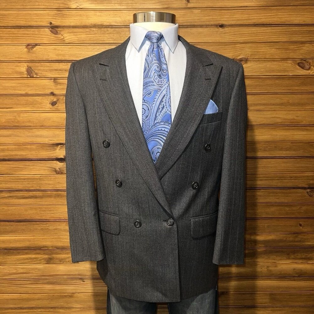 BURBERRYS' Mens Suit Jacket Casual Blazer Sport Coat Size 44R Wool Vintage